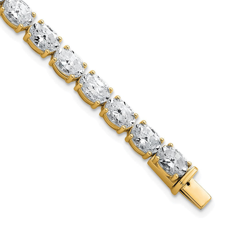 14K Gelbgold Zertifiziert Vs/si Fgh Im Labor Gezüchtet Oval Diamant Tennis Armband