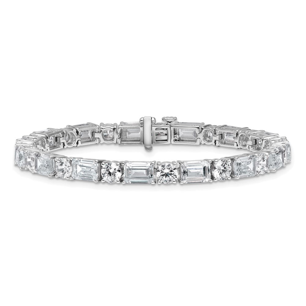 14K Weißgold Vs/si+ G+ Im Labor Gezüchtet Smaragd und Rund Diamant Tennis Brace