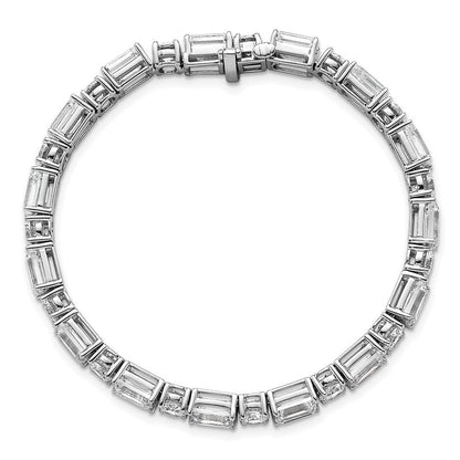 14K Weißgold Zertifiziert Vs/si Fgh Im Labor Gezüchtet Smaragd und Rund Diamant Tenn