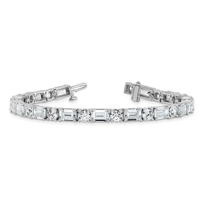 14K Weißgold Vs/si+ G+ Im Labor Gezüchtet Smaragd und Rund Diamant Tennis Brace