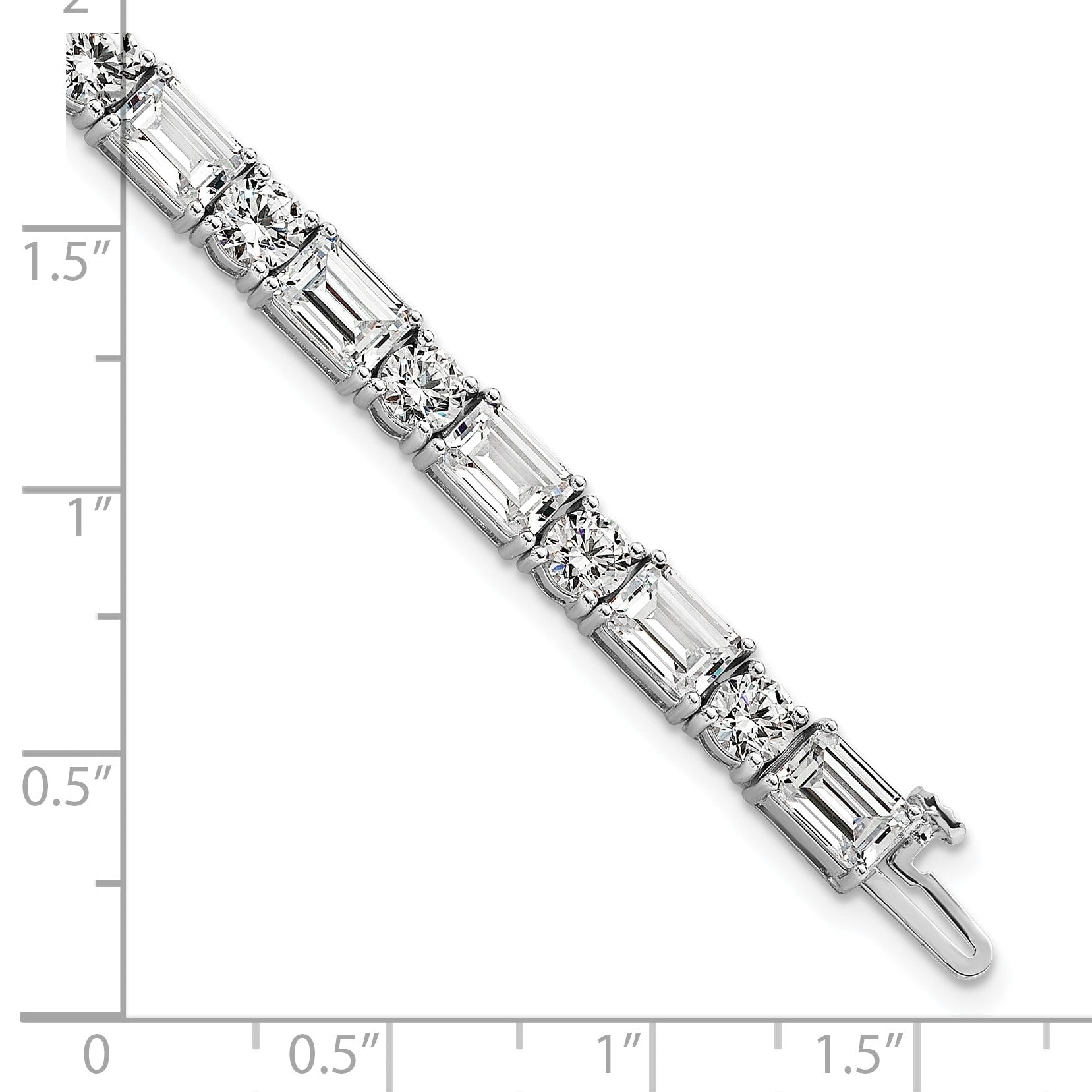14K Weißgold Vs/si+ G+ Im Labor Gezüchtet Smaragd und Rund Diamant Tennis Brace