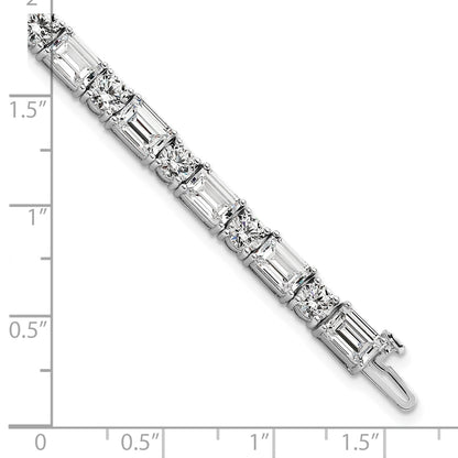 14K Weißgold Vs/si+ G+ Im Labor Gezüchtet Smaragd und Rund Diamant Tennis Brace