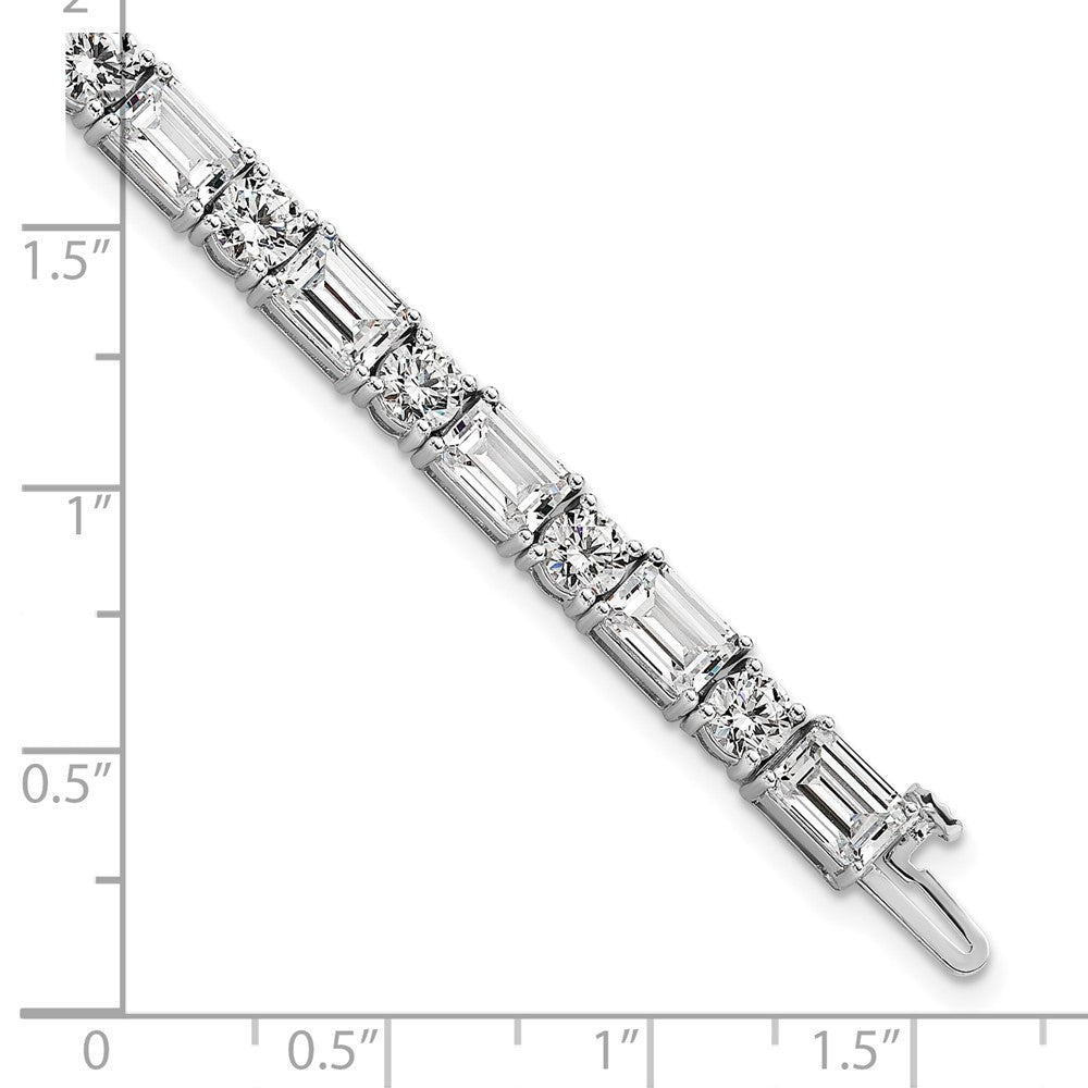 14K Weißgold Vs/si+ G+ Im Labor Gezüchtet Smaragd und Rund Diamant Tennis Brace
