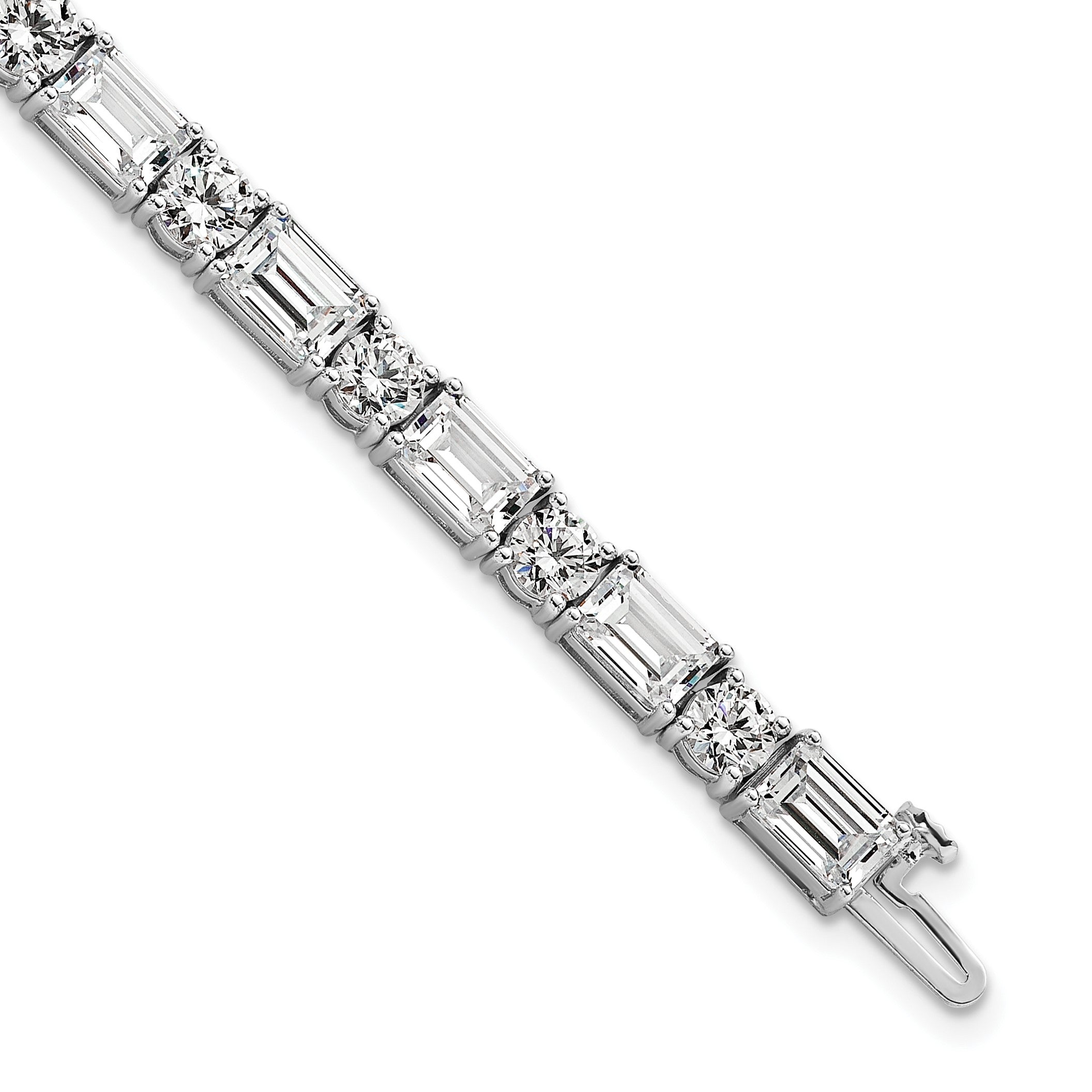 14K Weißgold Vs/si+ G+ Im Labor Gezüchtet Smaragd und Rund Diamant Tennis Brace