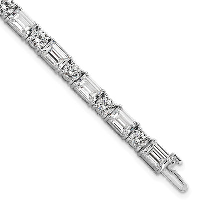 14K Weißgold Vs/si+ G+ Im Labor Gezüchtet Smaragd und Rund Diamant Tennis Brace