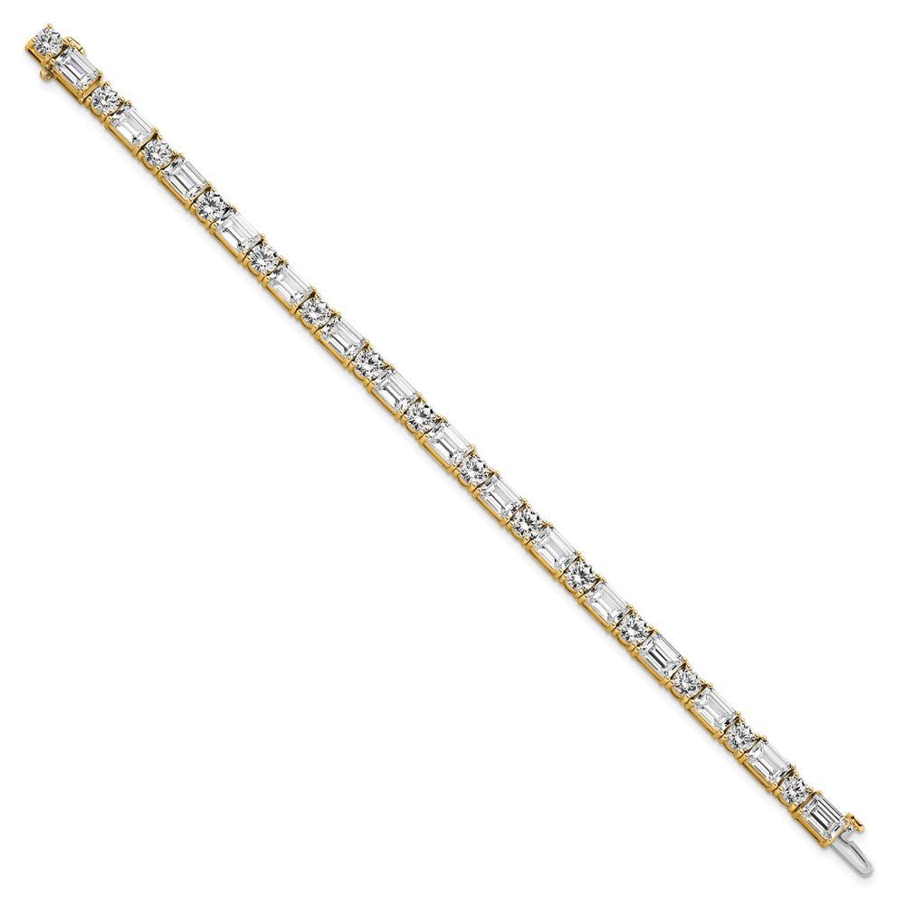 14K Gelbgold Vs/si+ G+ Im Labor Gezüchtet Smaragd und Rund Diamant Tennis Brac
