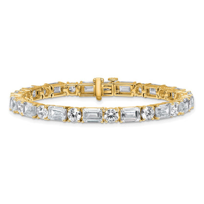 14K Gelbgold Vs/si+ G+ Im Labor Gezüchtet Smaragd und Rund Diamant Tennis Brac
