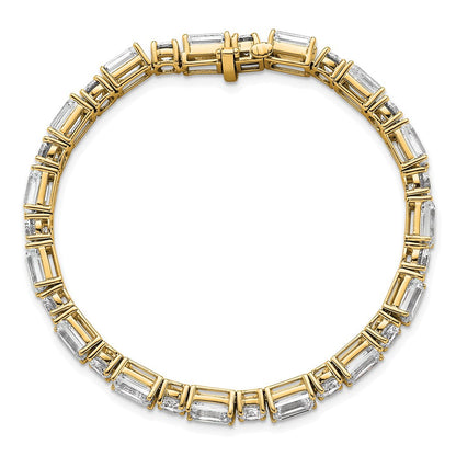 14K Gelbgold Vs/si+ G+ Im Labor Gezüchtet Smaragd und Rund Diamant Tennis Brac