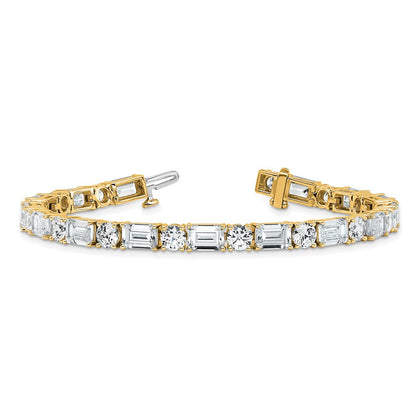14K Gelbgold Vs/si+ G+ Im Labor Gezüchtet Smaragd und Rund Diamant Tennis Brac