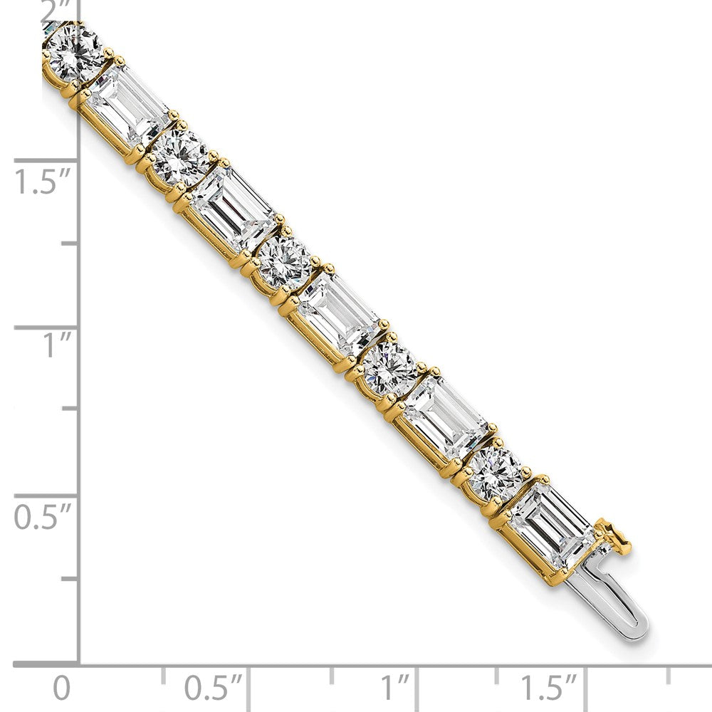 14K Gelbgold Vs/si+ G+ Im Labor Gezüchtet Smaragd und Rund Diamant Tennis Brac