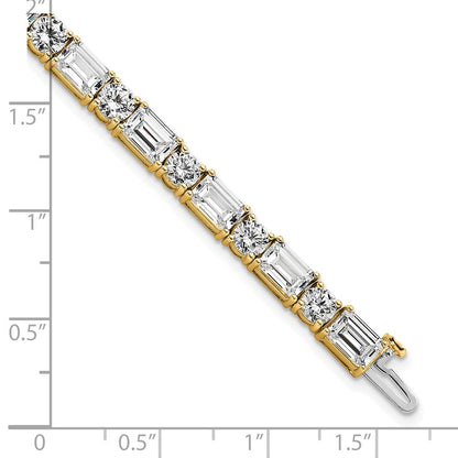 14K Gelbgold Vs/si+ G+ Im Labor Gezüchtet Smaragd und Rund Diamant Tennis Brac