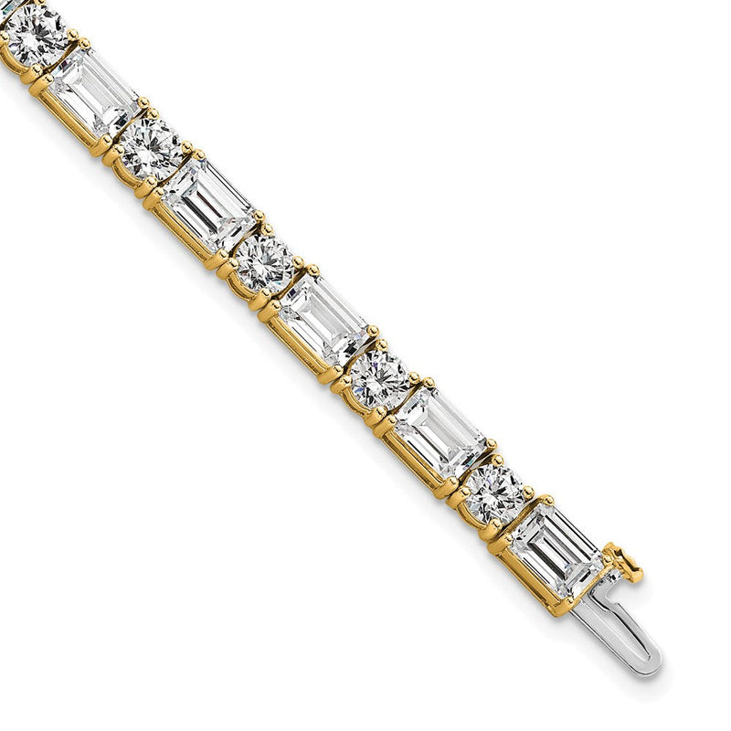 14K Gelbgold Vs+ F+ Im Labor Gezüchtet Smaragd und Rund Diamant Tennis Bra