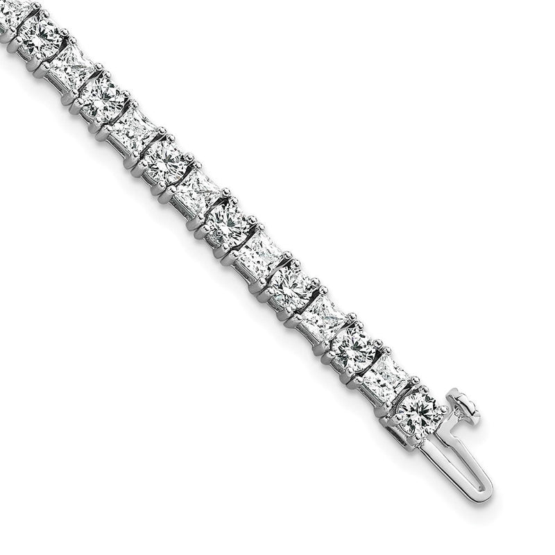 14K Weißgold 10 Karat Im Labor Gezüchtet Diamant Vs/si+ G+ Komplett Princess und Rund Tennis Armband