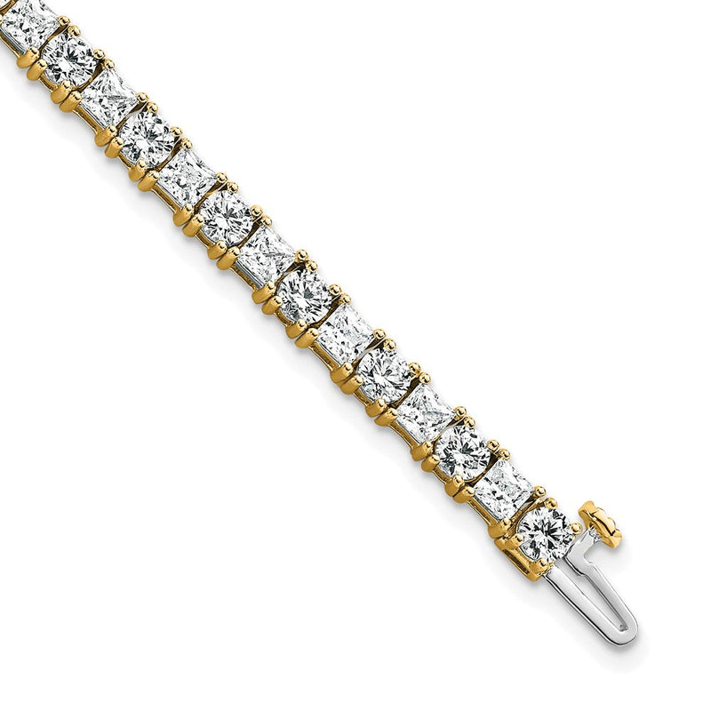 14K Gelbgold 10 Karat Im Labor Gezüchtet Diamant Vs/si+ G+ Komplett Princess und Rund Tennis Armband