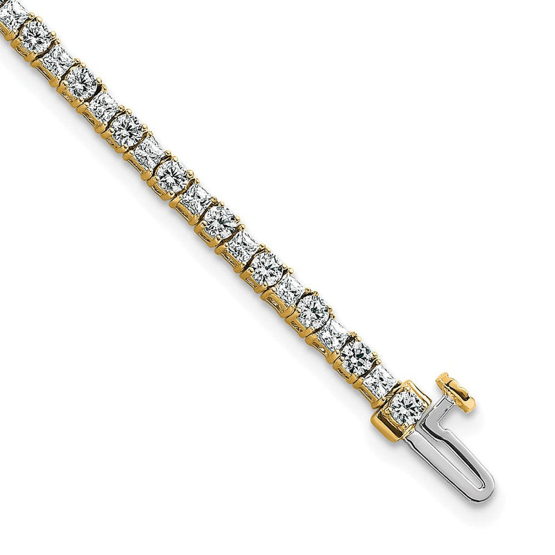 14K Gelbgold Vs/si+ G+ Im Labor Gezüchtet Princess und Rund Diamant Tennis Armband