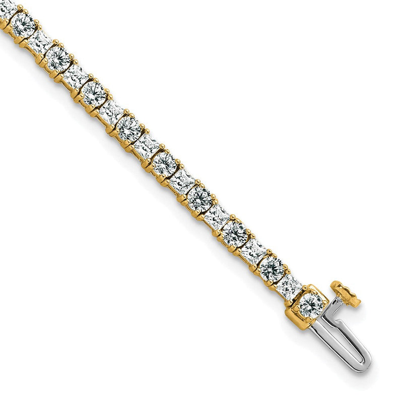 14K Gelbgold Vs Def Cert. Im Labor Gezüchtet Princess und Rund Diamant Tennis Armband
