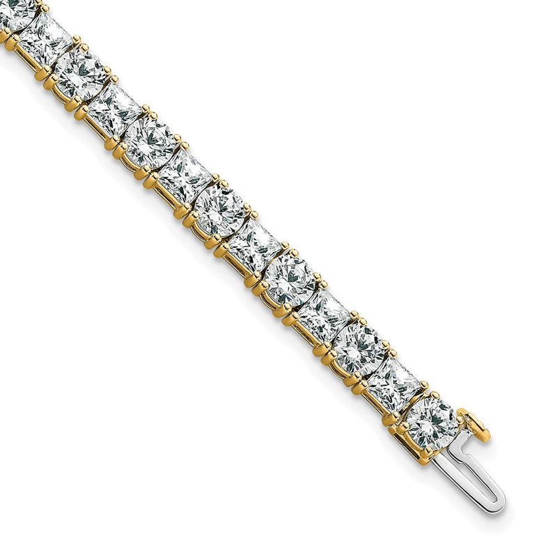 14K Gelbgold Vs Def Cert. Im Labor Gezüchtet Princess und Rund Diamant Tennis Armband