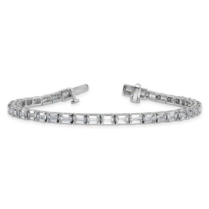 14K Weißgold Im Labor Gezüchtet Diamant Vs/si+ G+ Smaragd Tennis Armband