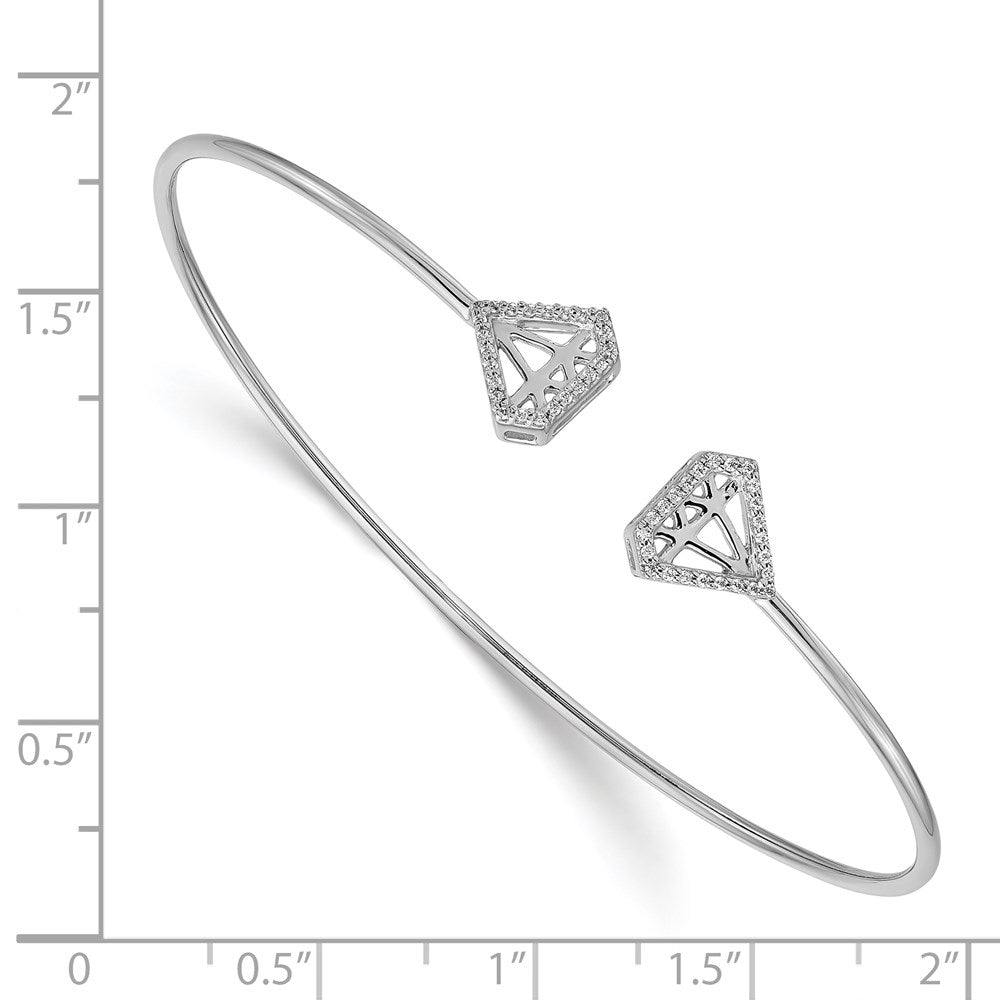 14K Gelbgold Armreif, flexibel, mit natürlichem Diamant-Motiv