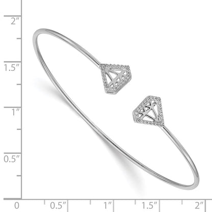 14K Gelbgold Armreif, flexibel, mit natürlichem Diamant-Motiv