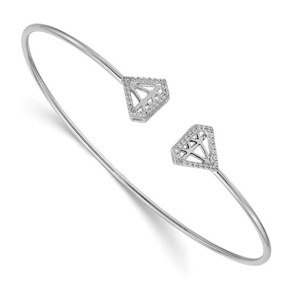 14K Gelbgold Armreif, flexibel, mit natürlichem Diamant-Motiv