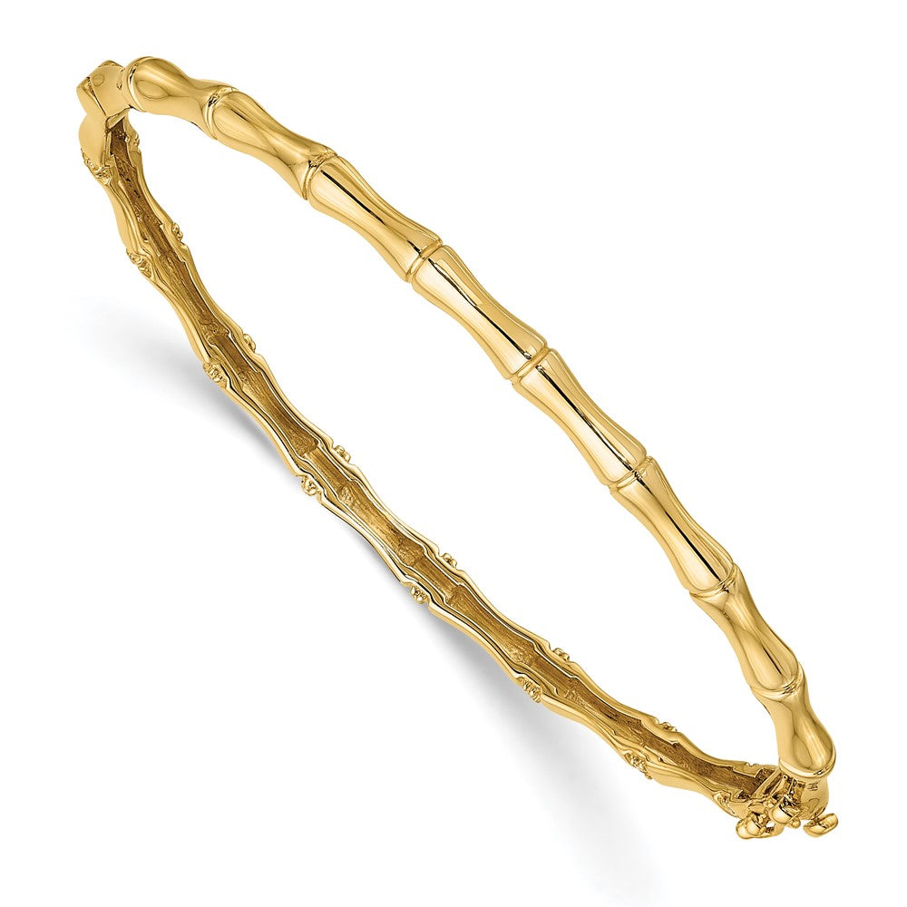 14K Gelbgold Armreif mit Klappscharnier im Bambus-Design und Diamanten