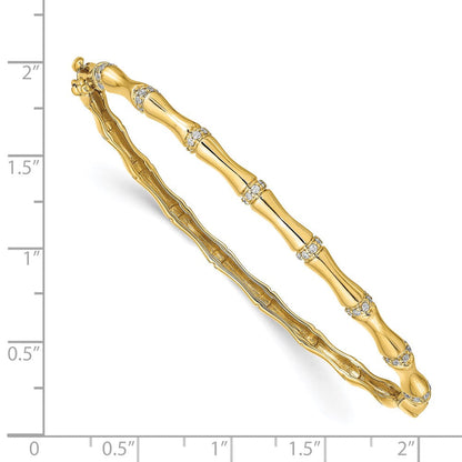 14K Gelbgold Armreif mit Klappscharnier im Bambus-Design und Diamanten