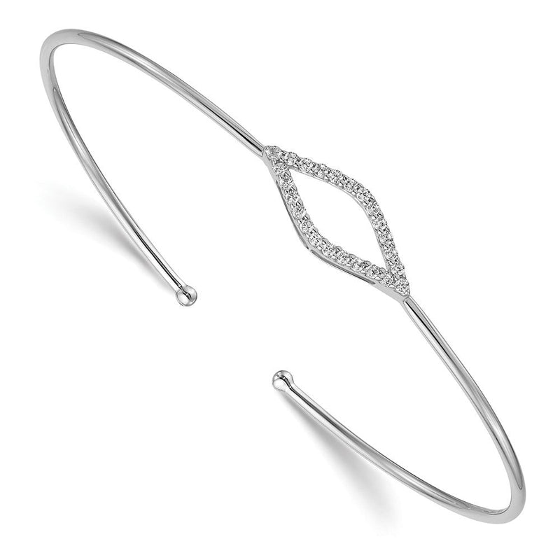 14K Weißgold 1/4 Ct. Im Labor Gezüchtet Diamant Vs/si+ G+ Flexibel Manschette Armreif Armband
