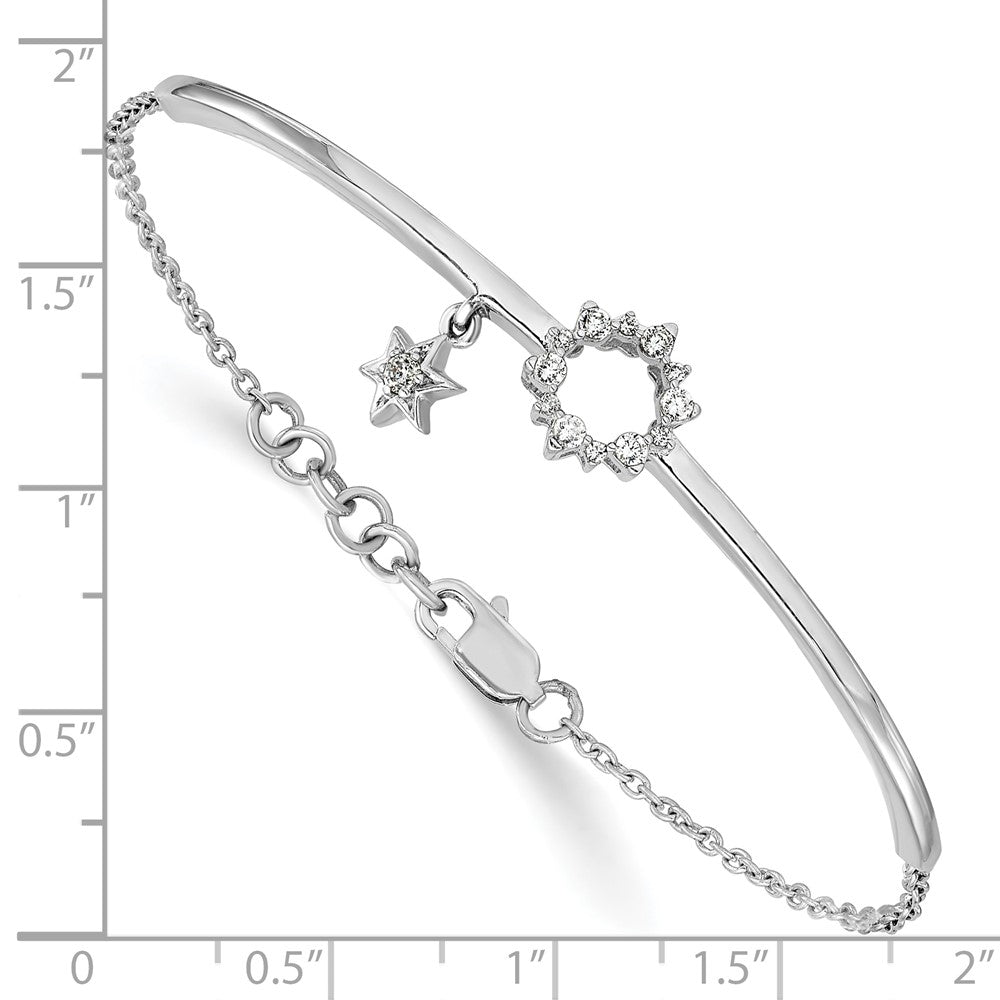 14K Gelbgold Armreif mit Stern-Charm und natürlichen Diamanten, mit 1,3 cm Verlängerung