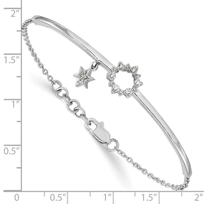 14K Gelbgold Armreif mit Stern-Charm und natürlichen Diamanten, mit 1,3 cm Verlängerung