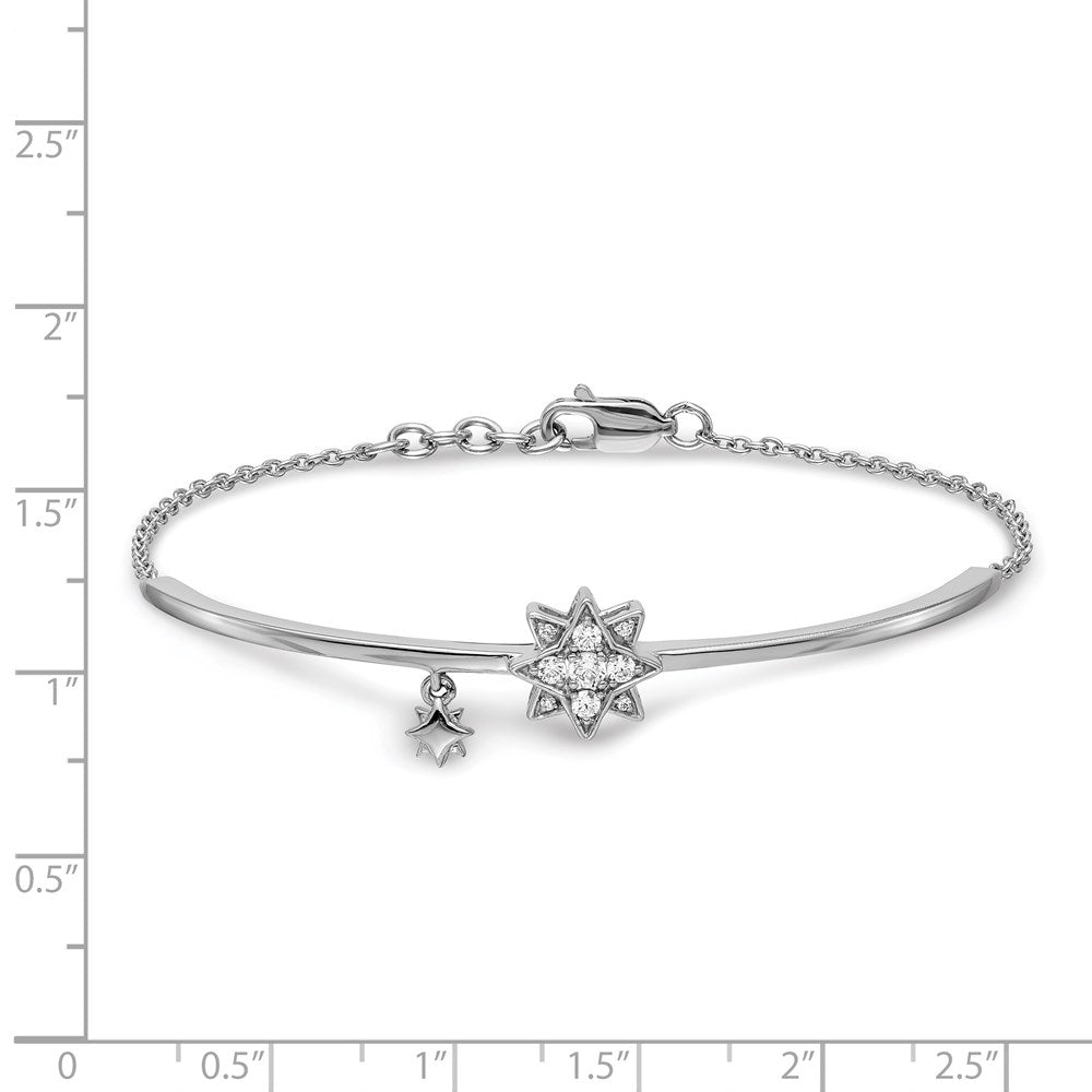14K Gelbgold Armband mit Stern-Anhänger, natürlicher Diamant, 1,3 cm Verlängerung