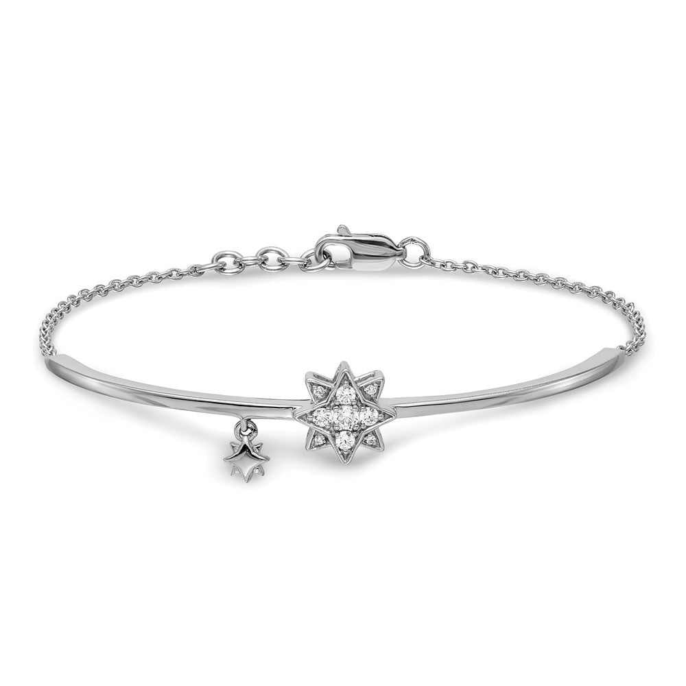 14K Gelbgold Armband mit Stern-Anhänger, natürlicher Diamant, 1,3 cm Verlängerung
