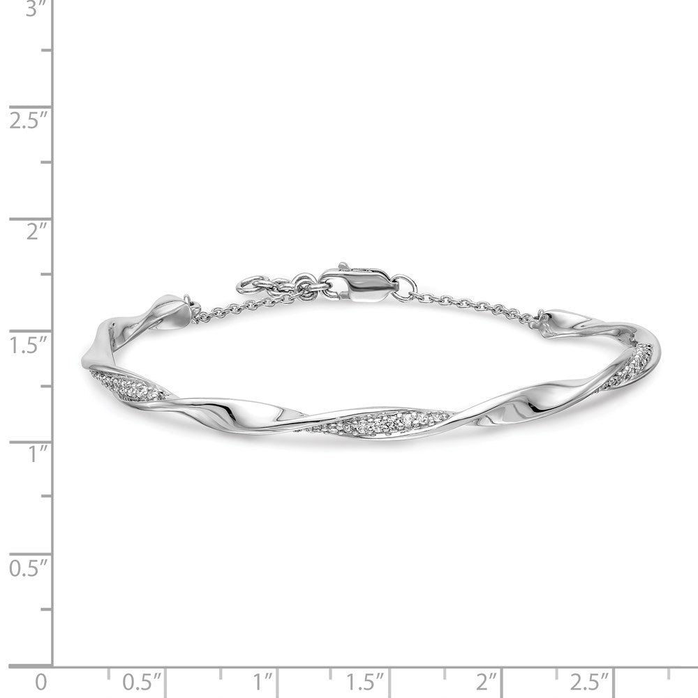 14K Gelbgold Armreif mit natürlichen Diamanten, gedrehtes Design, mit 1,3 cm Verlängerung