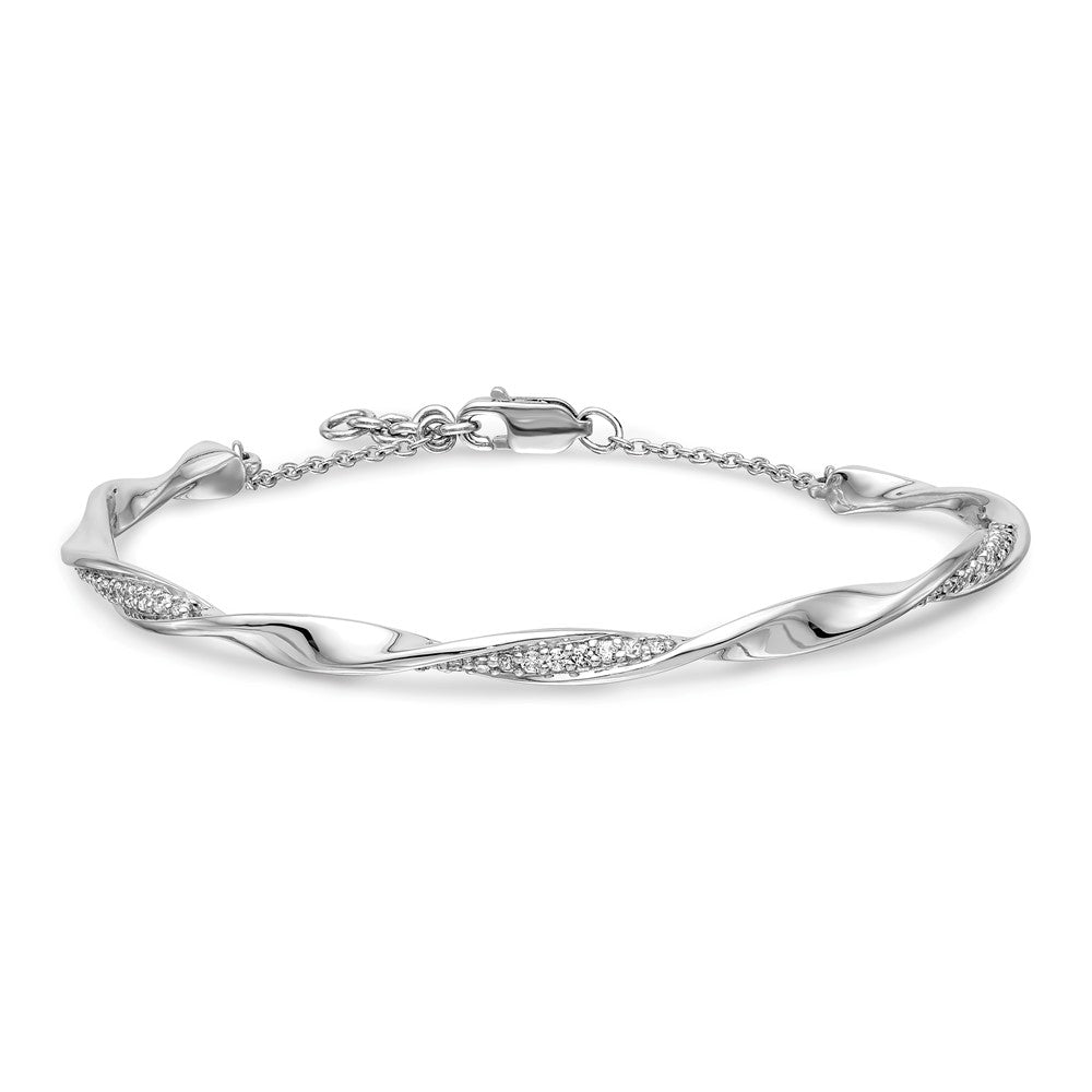 14K Gelbgold Armreif mit natürlichen Diamanten, gedrehtes Design, mit 1,3 cm Verlängerung