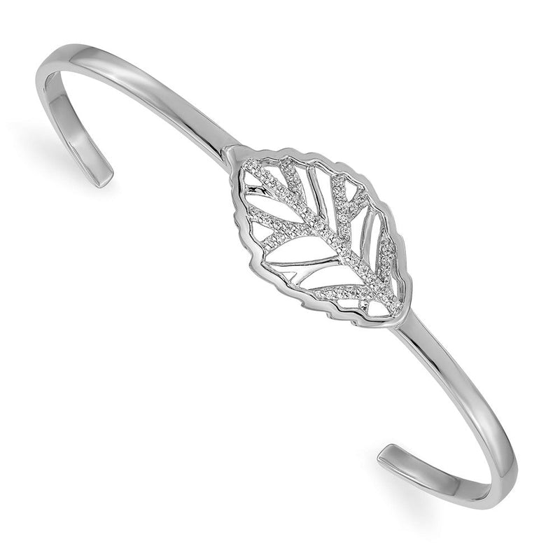 14K Gelbgold-Armreif „Blatt“ mit natürlichen Diamanten