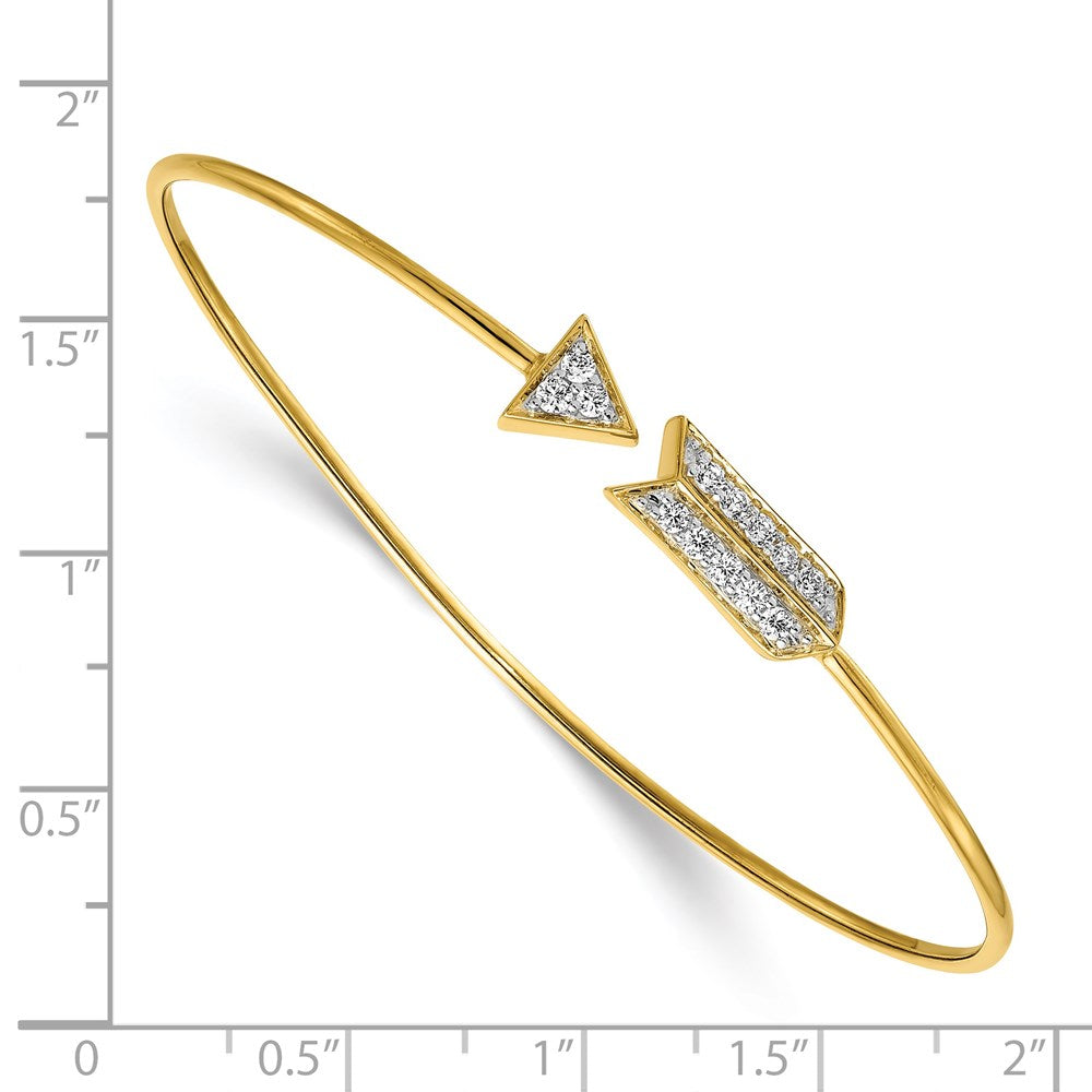14K Gelbgold Armreif, flexibel, mit natürlichem Diamant-Pfeil
