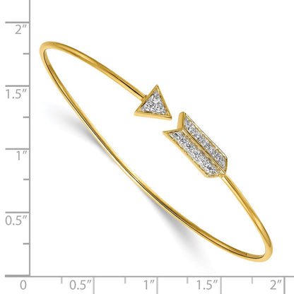 14K Gelbgold Armreif, flexibel, mit natürlichem Diamant-Pfeil