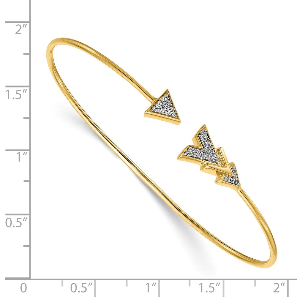 14K Gelbgold Armreif „Pfeil“ mit natürlichen Diamanten, flexibel