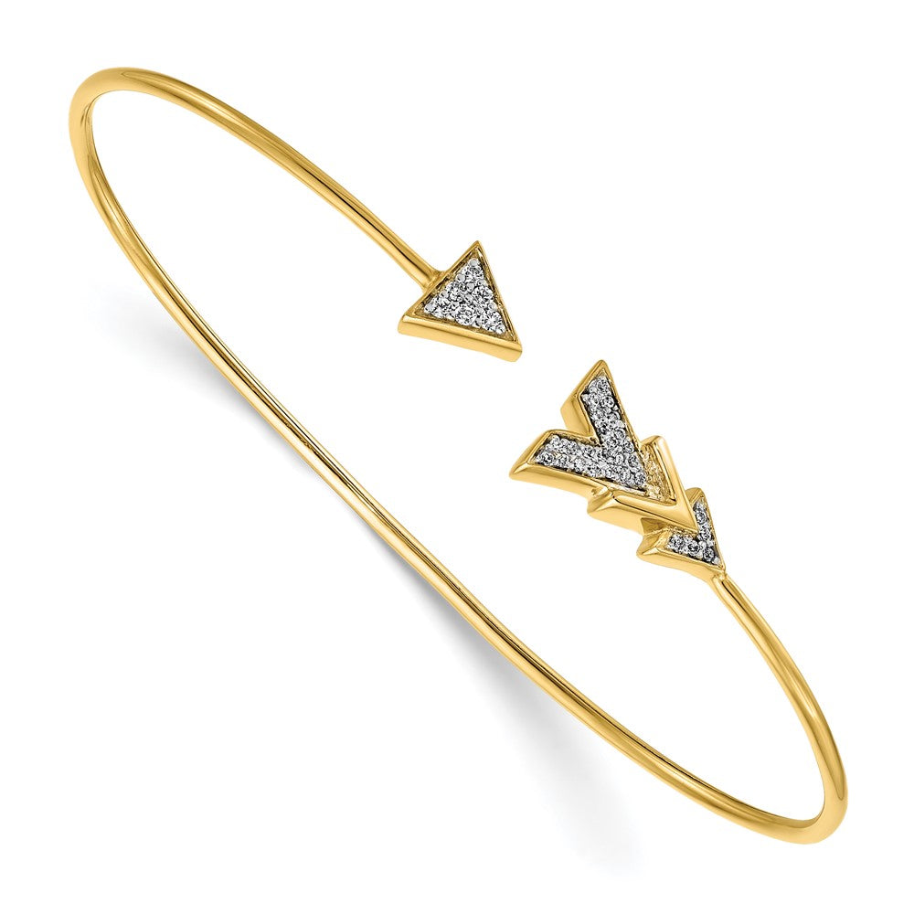 14K Gelbgold Armreif „Pfeil“ mit natürlichen Diamanten, flexibel