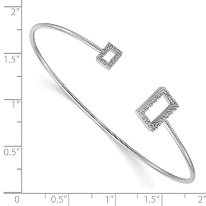 14K Weißgold Flexibler Armreif mit natürlichen Diamant-Quadraten