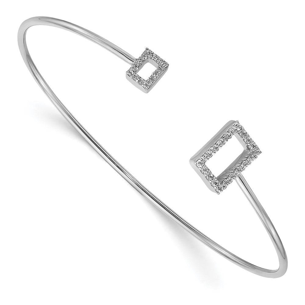 14K Weißgold Flexibler Armreif mit natürlichen Diamant-Quadraten