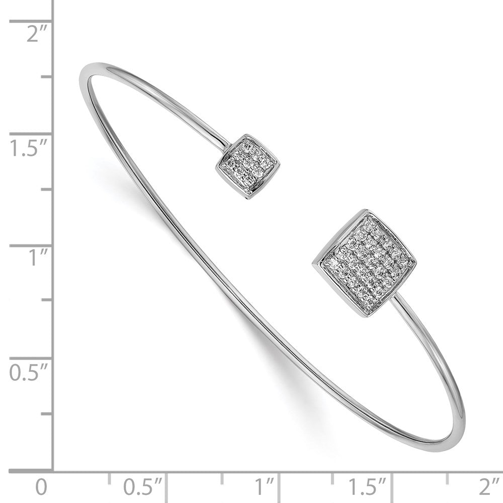 14K Gelbgold Armreif mit natürlichen Diamant-Quadraten, flexibel