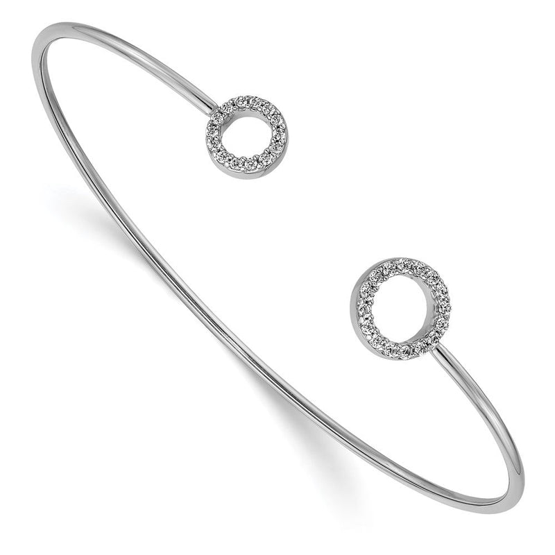14K Weißgold 1/4 Ct. Im Labor Gezüchtet Diamant Vs/si+ G+ Kreis Flexibel Manschette Armreif Armband