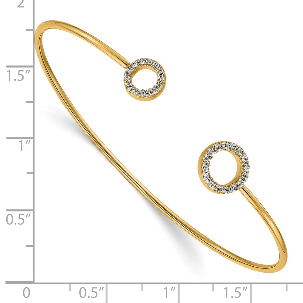 14K Gelbgold Armreif mit natürlichen Diamanten, flexibel