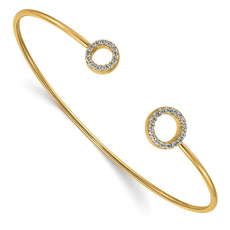 14K Gelbgold Armreif mit natürlichen Diamanten, flexibel