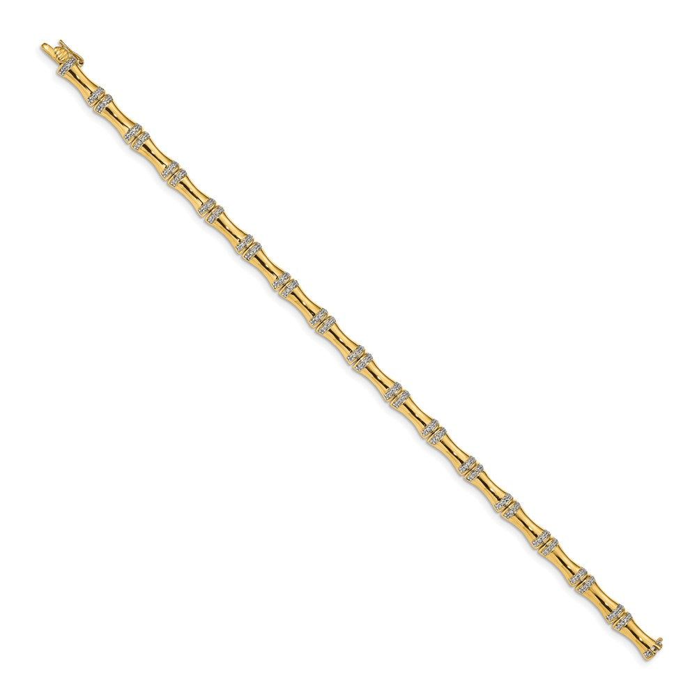 14K Gelbgold Armband mit natürlichen Diamanten im Bambus-Design