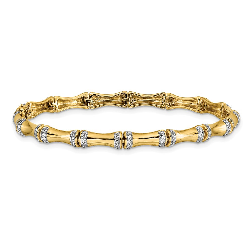 14K Gelbgold Armband mit natürlichen Diamanten im Bambus-Design