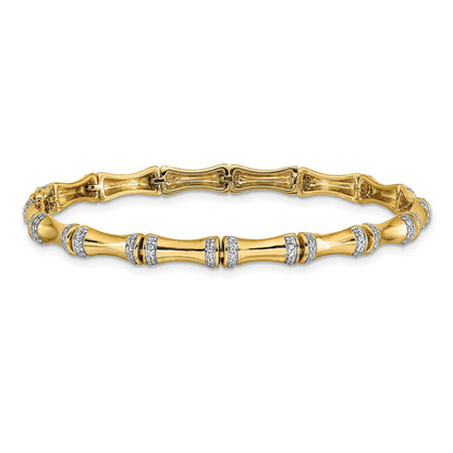 14K Gelbgold Armband mit natürlichen Diamanten im Bambus-Design