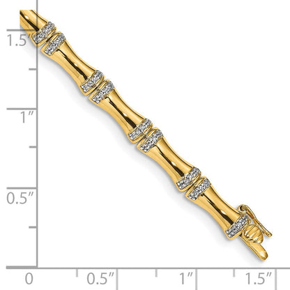 14K Gelbgold Armband mit natürlichen Diamanten im Bambus-Design