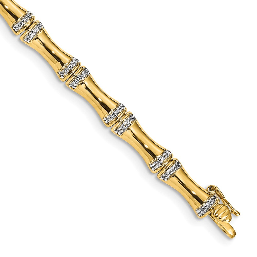 14K Gelbgold Armband mit natürlichen Diamanten im Bambus-Design